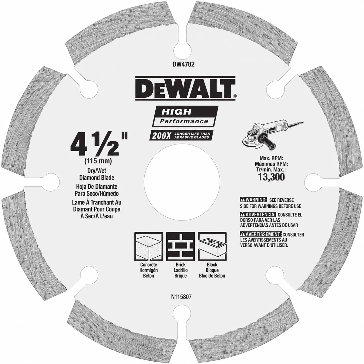 DEWALT DW4782 Диск алмазный 115мм (сегментный)