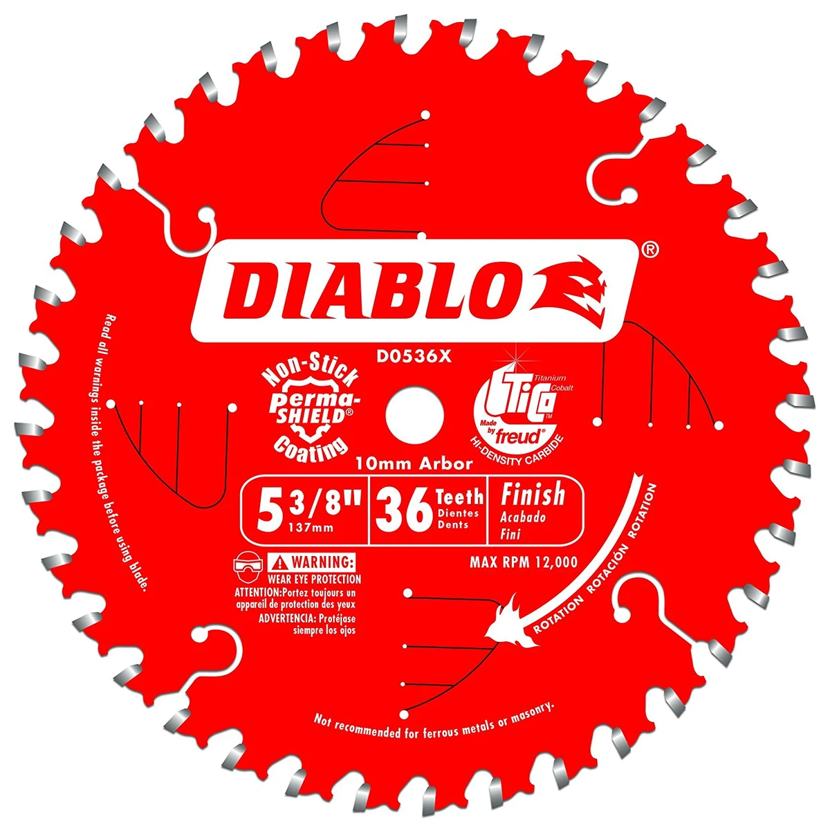 DIABLO D0536X Диск по дереву Ø135мм (ЦО 10мм, 36 зубов) для циркулярной пилы