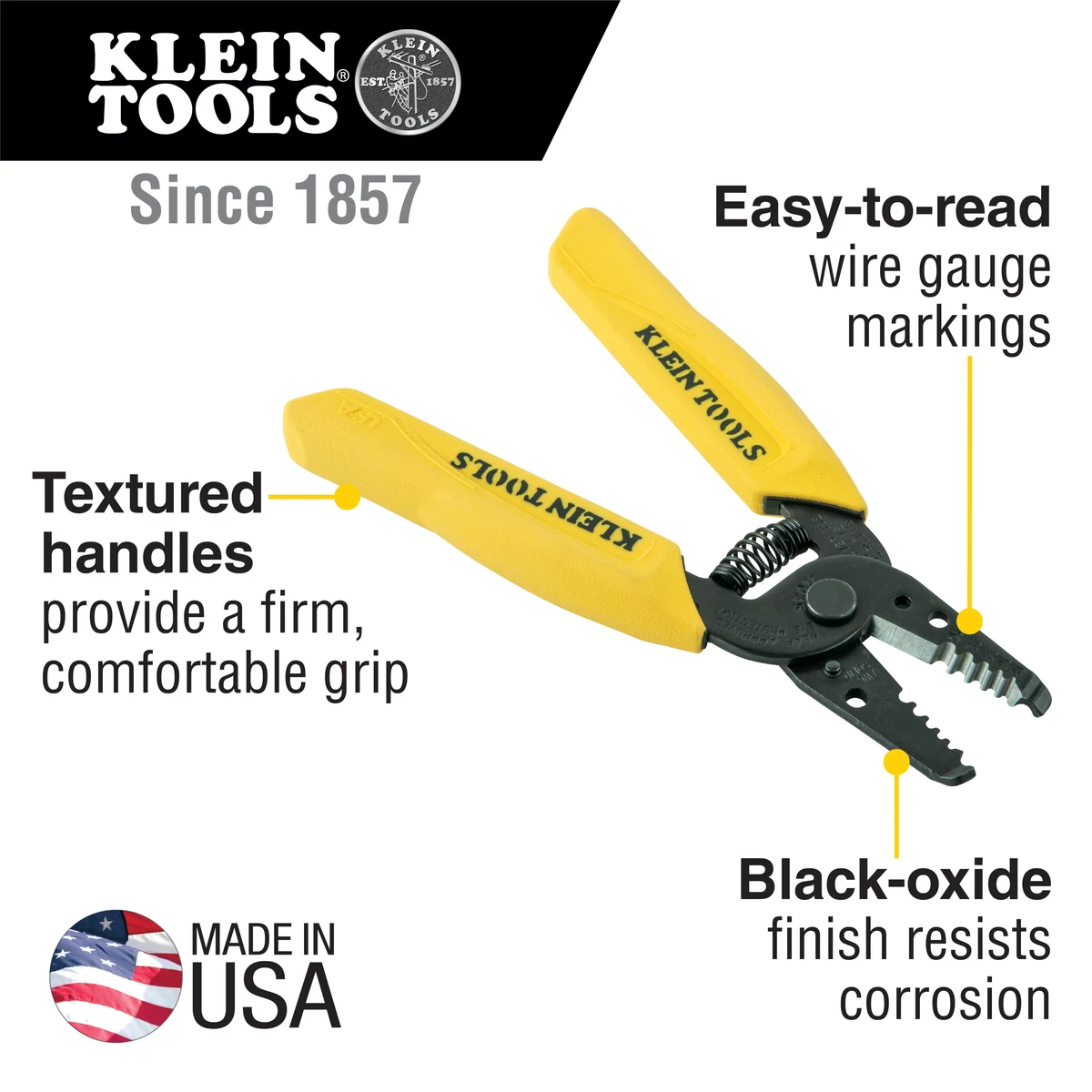 KLEIN TOOLS 11045 стриппер с кусачками для одножильного провода 10–18 AWG