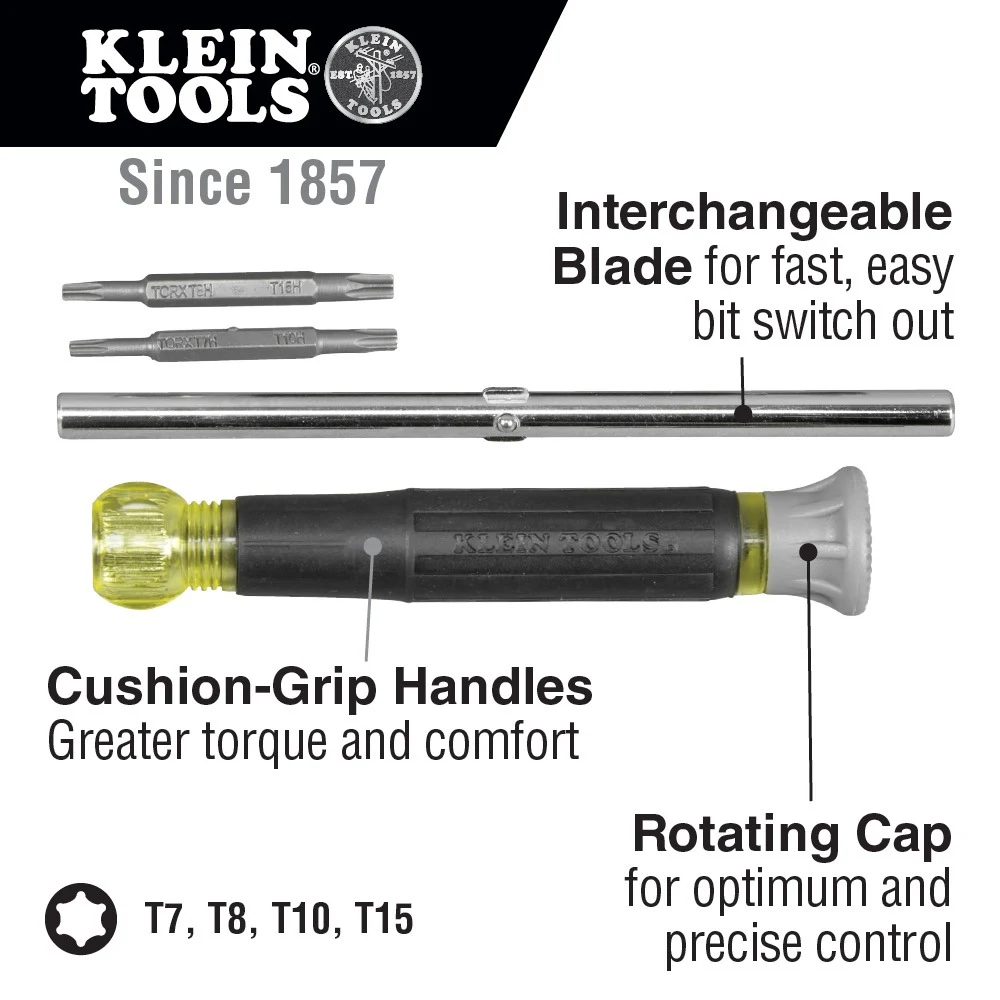 KLEIN TOOLS 32585 прецизионная отвертка 4-в-1 с Torx Security