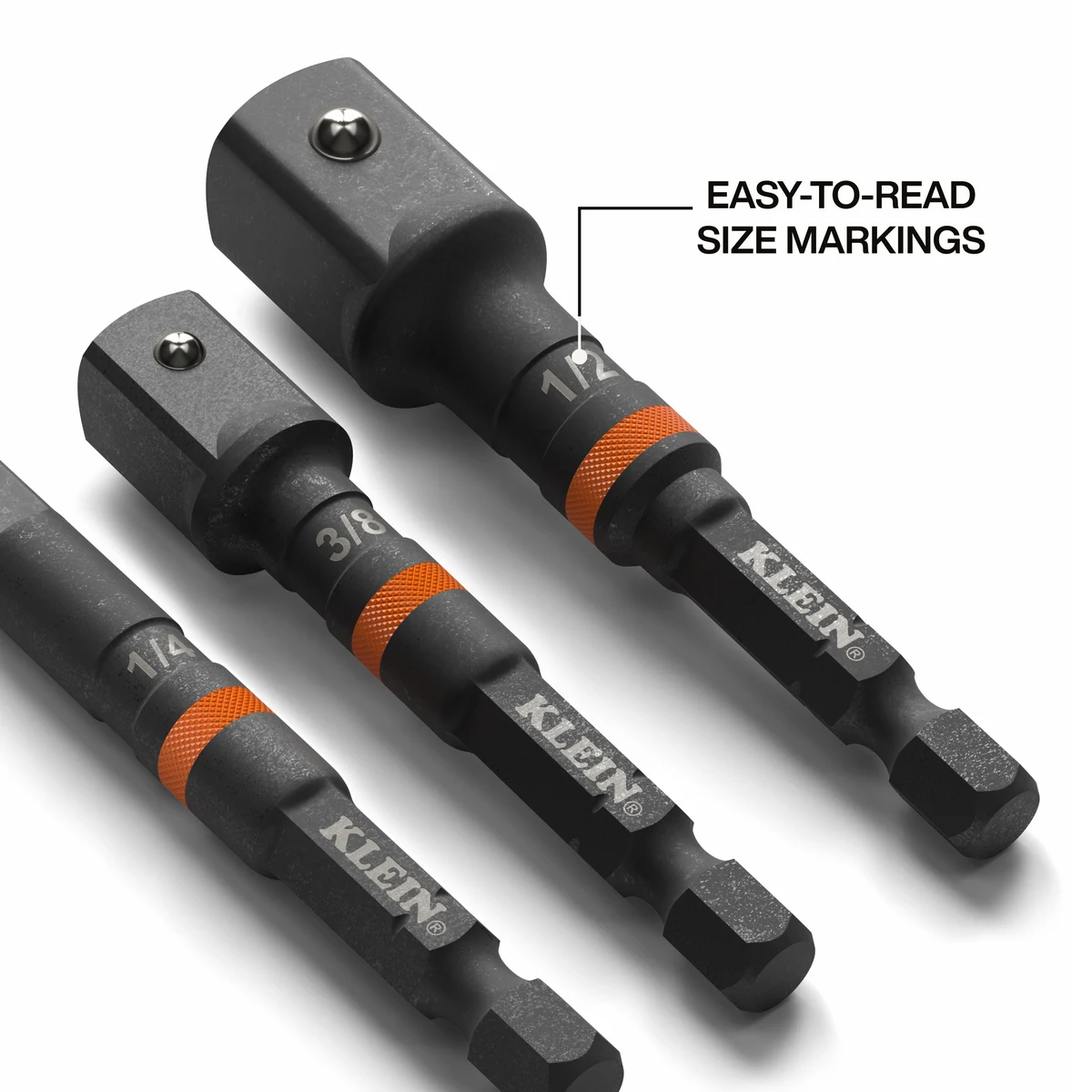 KLEIN TOOLS 65030A набор ударных адаптеров 1/4", 3/8", 1/2"