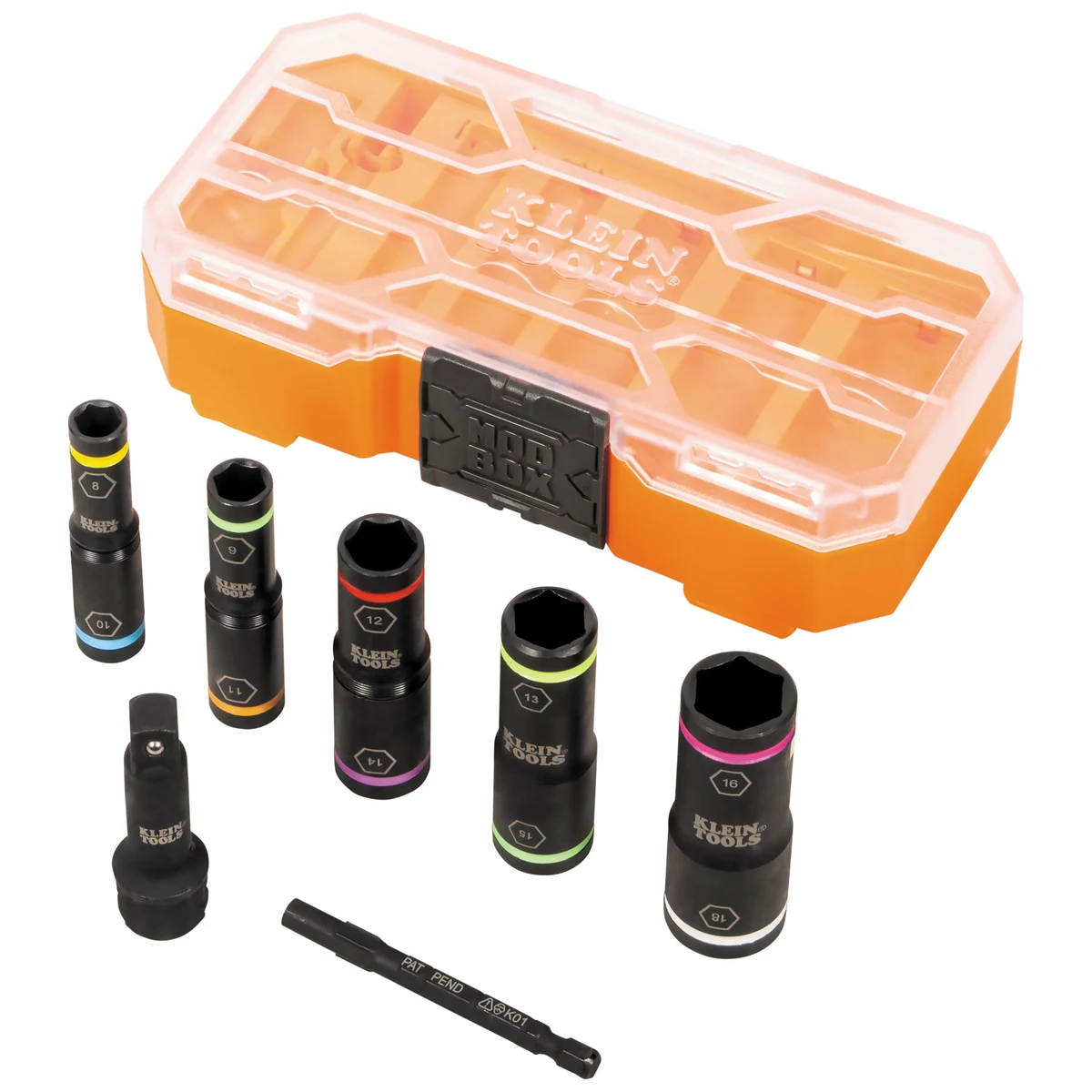 KLEIN TOOLS 65619 набор двусторонних ударных головок 8–18 мм, 8 предметов
