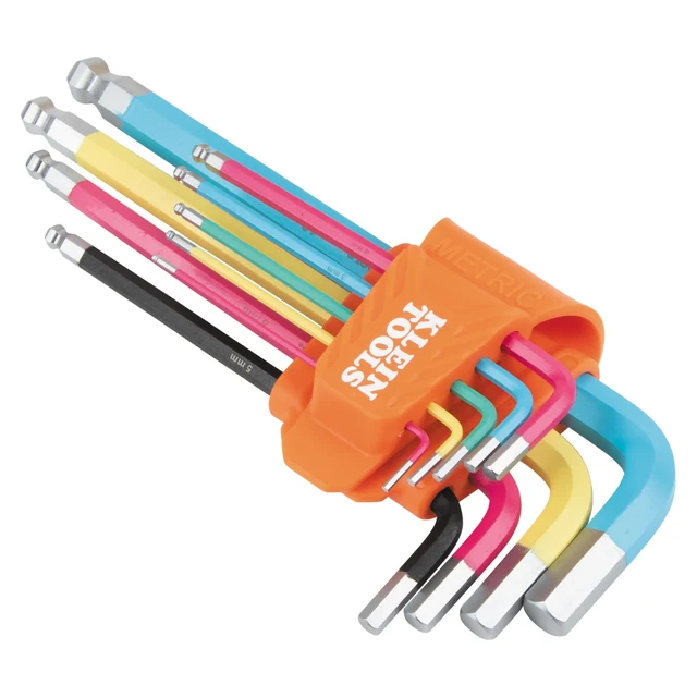 KLEIN TOOLS CBLS9M Набор удлинённых шестигранных ключей с шаровым наконечником, 9 шт., метрические