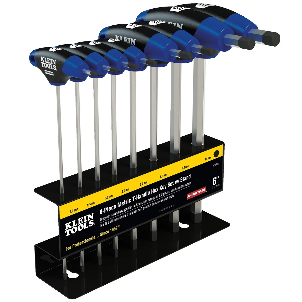 KLEIN TOOLS JTH68M Набор Т-образных шестигранных ключей Journeyman, 8 шт., метрические, с подставкой