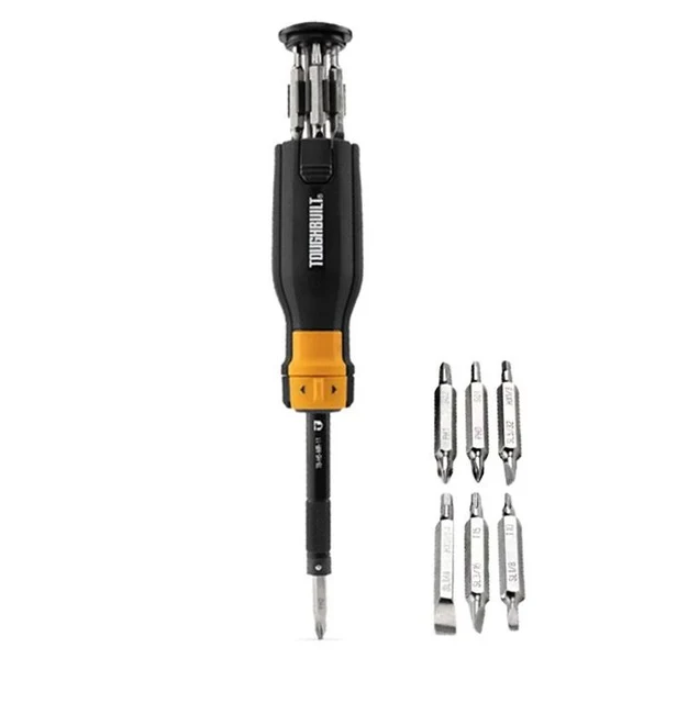 TOUGHBUILT TB-H5-MR-11 Отвертка трещоточная с набором двусторонних бит, 14 насадок